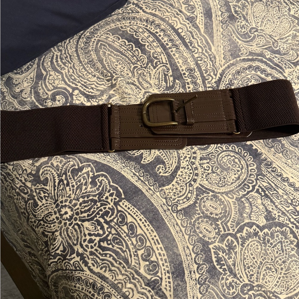 Elastic brown wide stretch belt